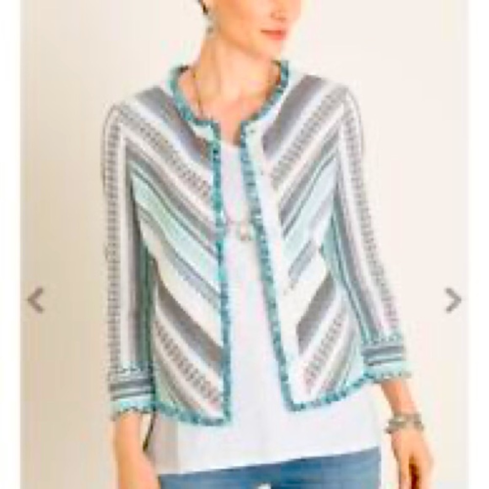 Chicos Cardigan Sweater/Jacket Structured Size 1 (8-10) Snap Up